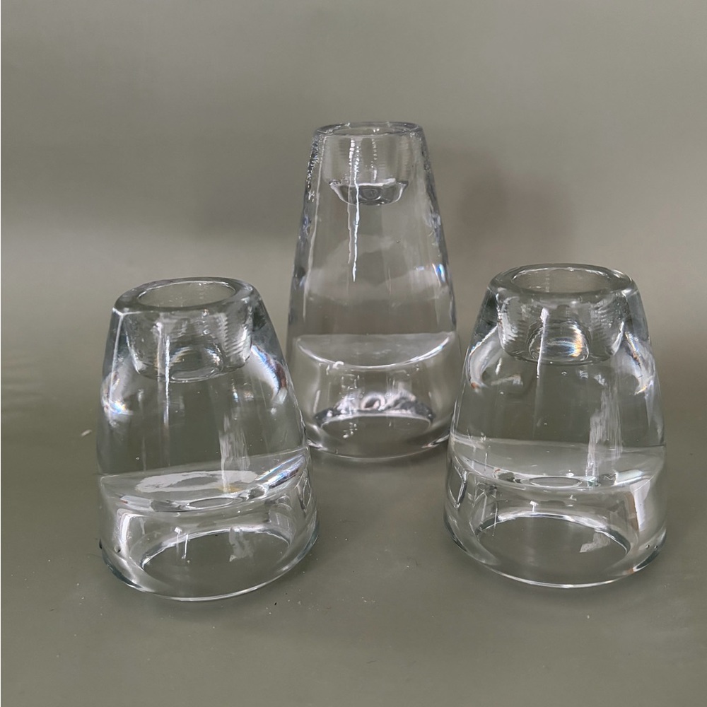 Clear Heavy Reversible Glass Votive Holder Set - 3 Pieces